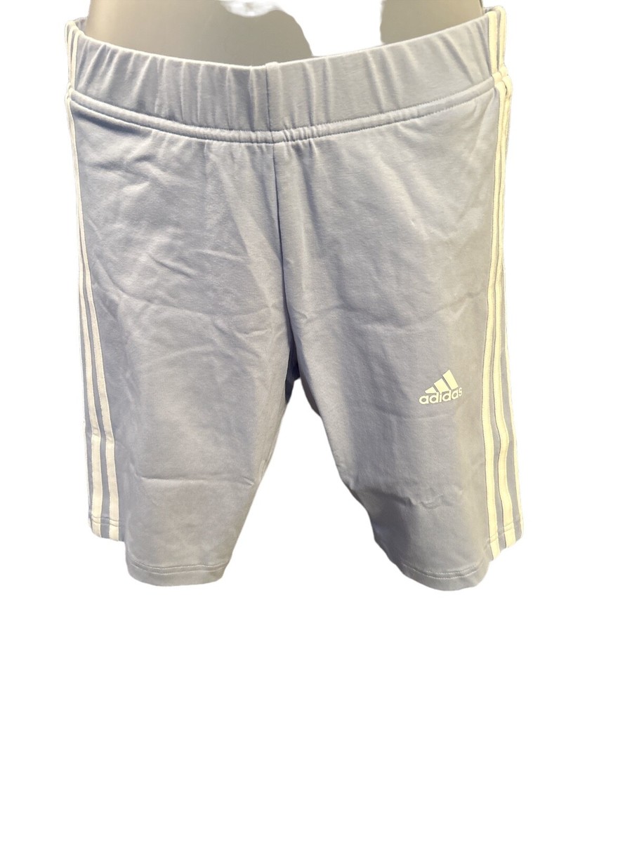 adidas Women's Essentials 3-Stripes Bike Shorts in Blue Dawn/White size  Small