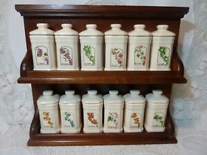Kitchen Porcelain Storage Jar Vintage Set of 5 porcelain Spiece Jars with Lids Floral Porcelain Spice Jar Vintage Spice Jars
