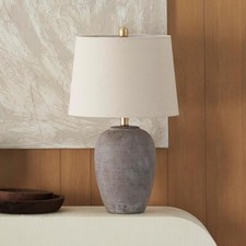NiB Nourison 23" Rustic Brown Gray Undertones Ceramic Pot Table Lamp