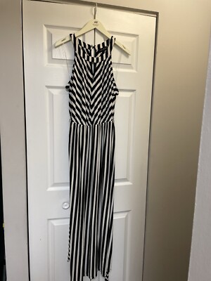 lane bryant striped maxi dress Lane Bryant Black And White Sleeveless Striped Maxi Dress Size 18/20