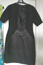 Coast Womens Size 8 Bodycon Lined Dress Black Lined Mesh Detailing Jacquard...