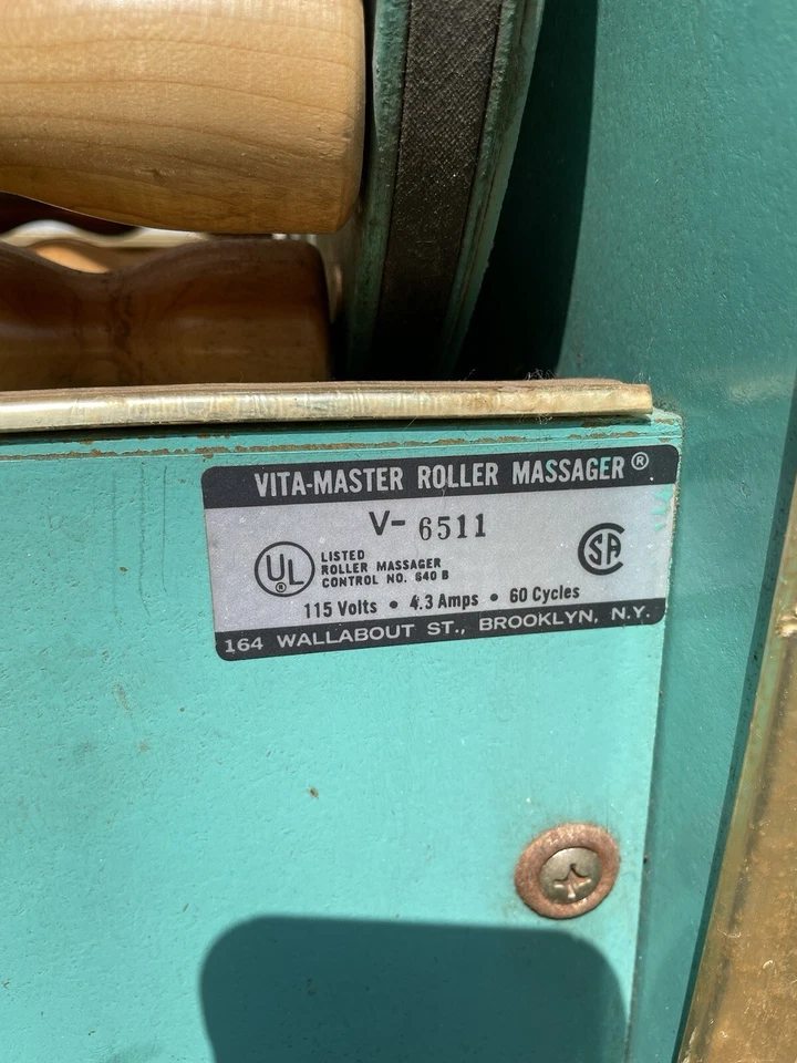 Vita Master VMRL-1 wooden roller Cellulite Massager Teal Turquoise Vtg Working - Image 3 of 4
