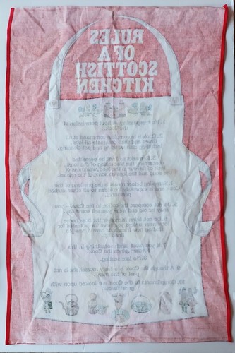 Rules of a Scottish Kitchen Tea Towel Cotton Red White Vintage Glen Appin - Picture 6 of 8