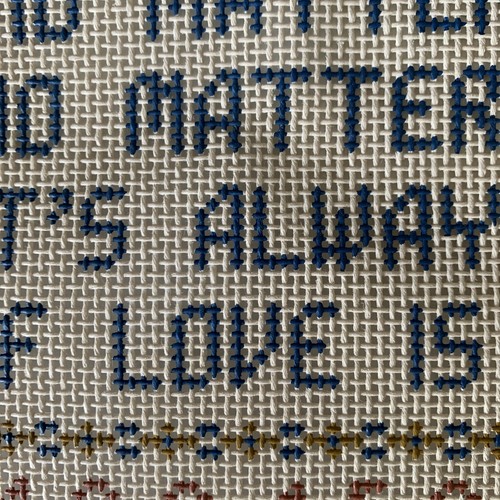 Hand painted needlepoint canvas sampler home love folk art 22x18" alphabet farm - Picture 14 of 24