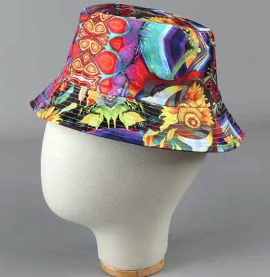 Bucket Hat. Cyberpunk Devil Eyes. Multicolored. OS.Foldable