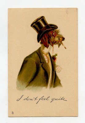 illustrator. Humanized Dog Dressed as Notable Tobacco Smoking