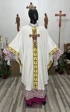 WHITE  VESTMENT CHASUBLE & STOLE