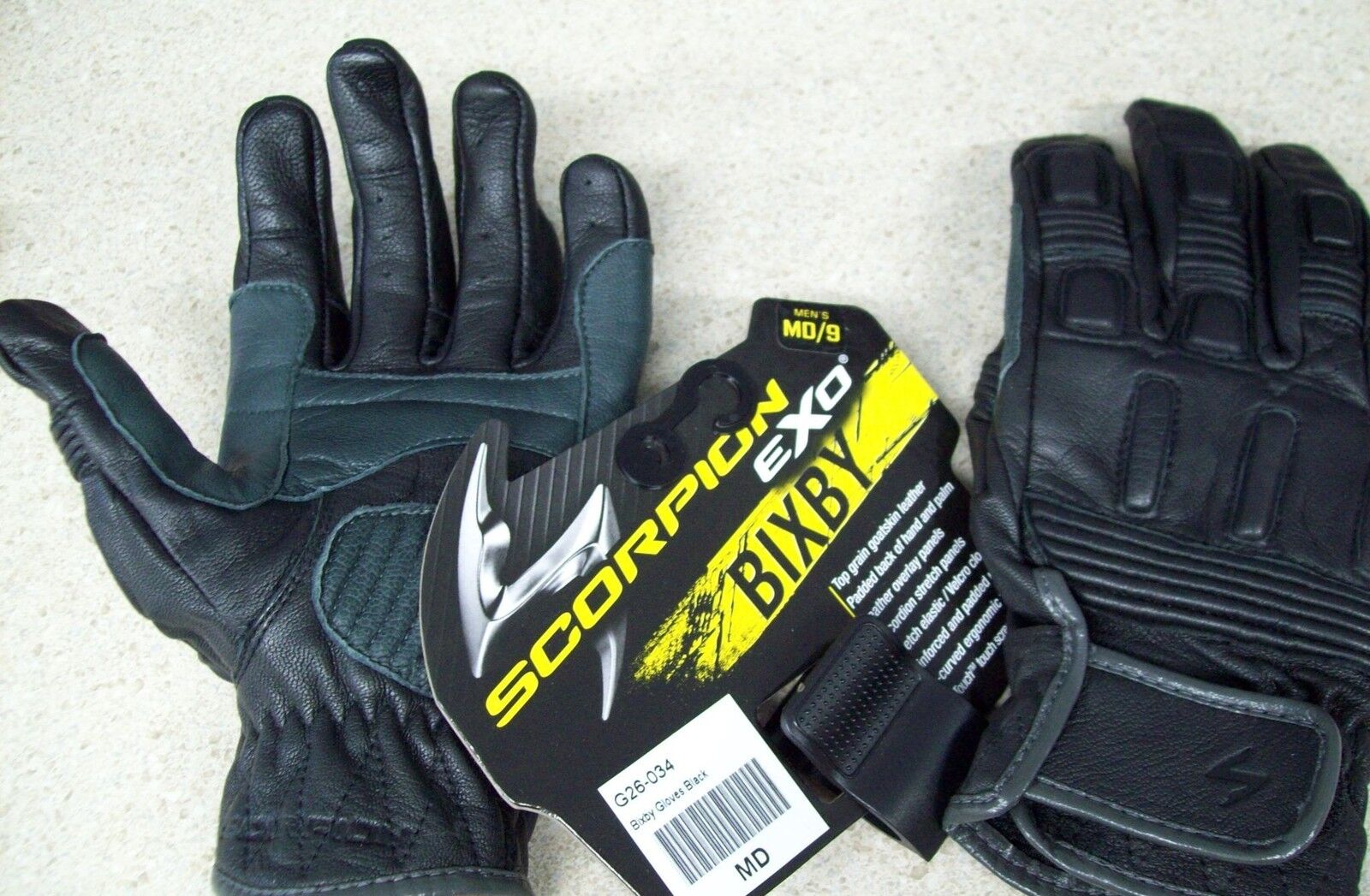 NOS Scorpion Black Bixby Classic Motorcylce Glove Medium G26-034