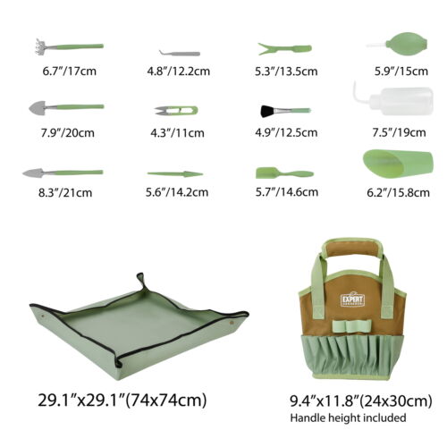 Indoor Stainless Steel Gardening Tool Set, 14 Pieces, Misty Mint - Picture 3 of 12