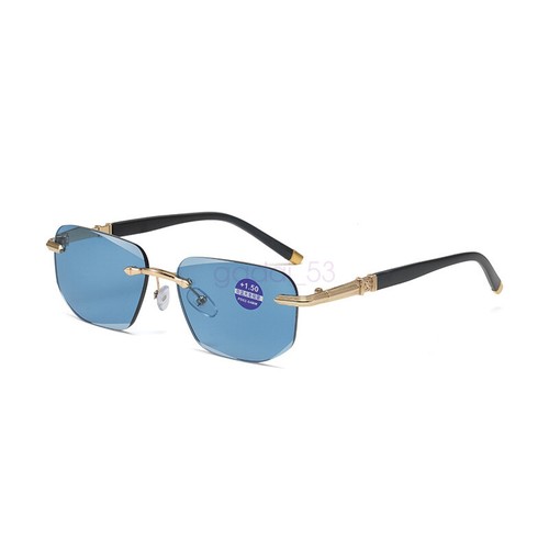 Tinted Rimless Blue Light Blocking Reading Glasses Frameless Sunglasses Readers - Picture 14 of 16