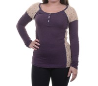 Sanctuary Long-sleeve Lace-inset Henley Top Size M on sale Sanctuary Long-sleeve Lace-inset Henley Top Size M on sale