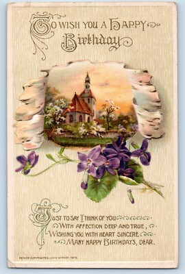 E. Nash Artist Signed Postcard Birthday Message Lilly Flowers Embossed c1910's