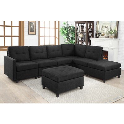 Modular Sectional Sofa L-Shaped Couch Modern Fabric Upholstered lounge DIY Sofa 