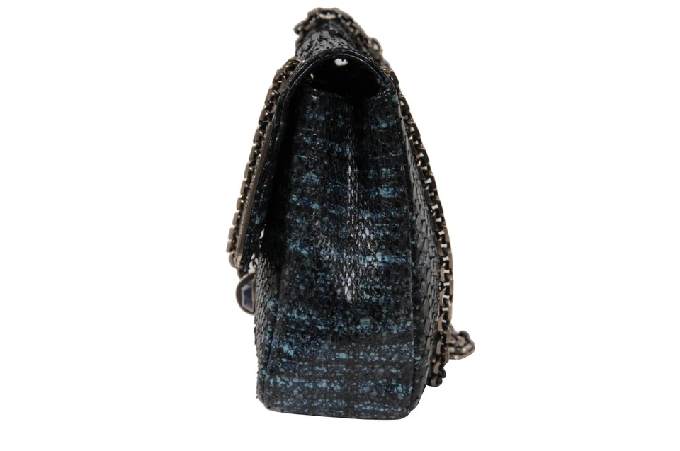 Bolso de Hombro Judith Leiber Zahara Patchwork Pitón Serpiente Lapislázuli Cadena Cartera Foto 4 de 4