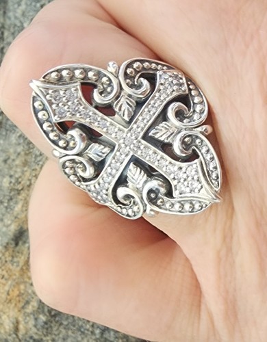 Scott Kay CZ Cross Ring Size 7 - Picture 6 of 10