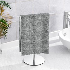 Silver T-Shaped Hand Towel Holder Stand for Light Base, Brushed Nickel