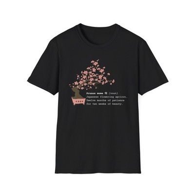 Tshirt: Bonsai Prunus Mume Softstyle T-Shirt, Flowering Apricot Botanical Art