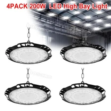 4 Pack 200W UFO Led High Bay Light Commercial Industrial Warehouse Shop Lights