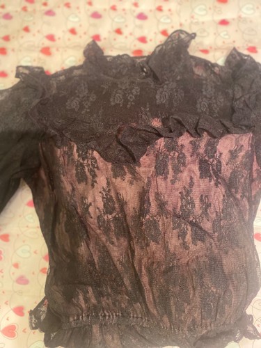 Vintage PRETTY Black Lace mini tiered Dress with ruffles - Picture 7 of 13