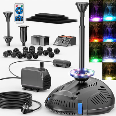 Biling Teichfilter Mit UV Lampe Und RGB Beleuchtung, 40W 2500L/H Teichpumpe Mit
