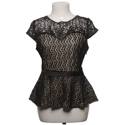 Luxe Collection, Peplum Top, Größe: M, Schwarz/Beige, Polyester, Chevron #OV0