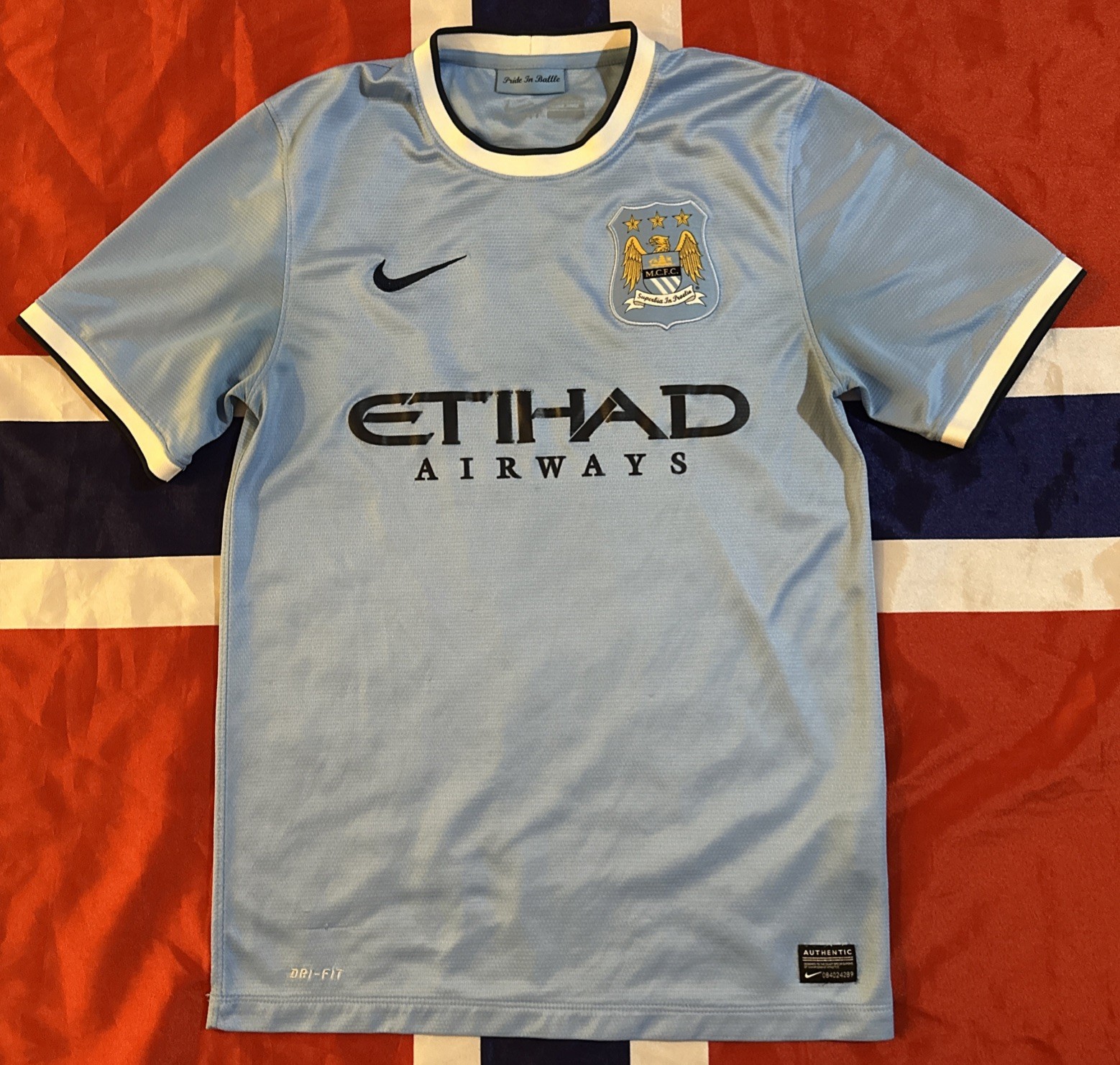 Nike Manchester City 2013 2014 Home Football Soccer Jersey Mens S Blue Team Kit