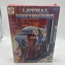 Sega Genesis Lethal Enforcers Big Box w/ Gun 1993 Complete w/Reg & Poster Tested