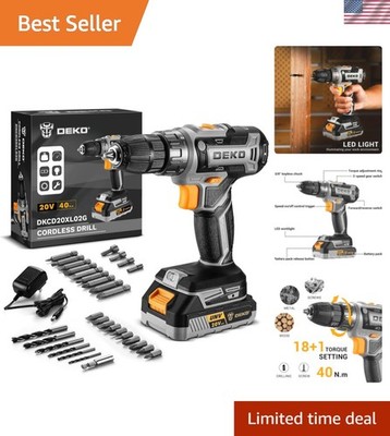 DEKO PRO 20V Electric Drill with 18+1 Torque Settings - Perfect for Every Task