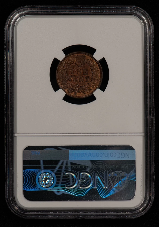 1866 1c Indian Head Cent - Red Brown Key Date - NGC MS 62 RB - VIDEO - SKU-B5166 - Image 3 of 4