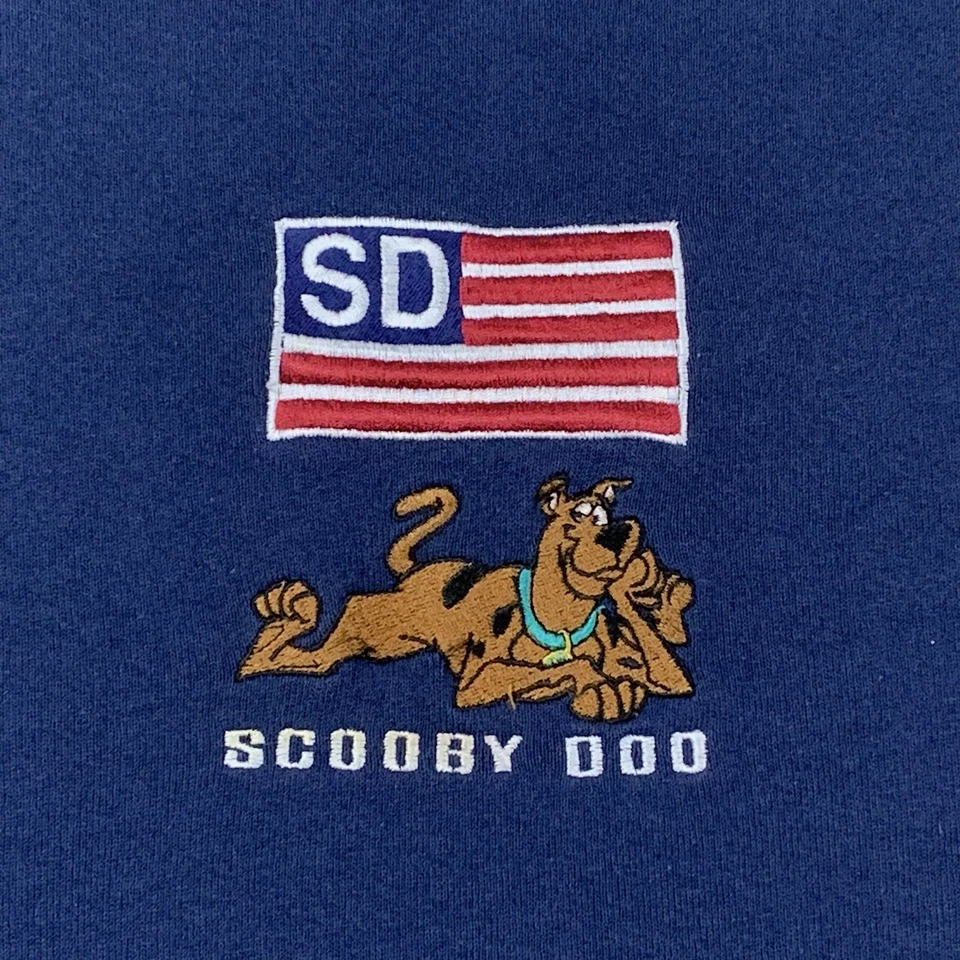 Sudadera Pullover Vintage Años 90 Scooby-Doo Para Hombres Mediana Cuello Redondo Logo Bordado Foto 3 de 4