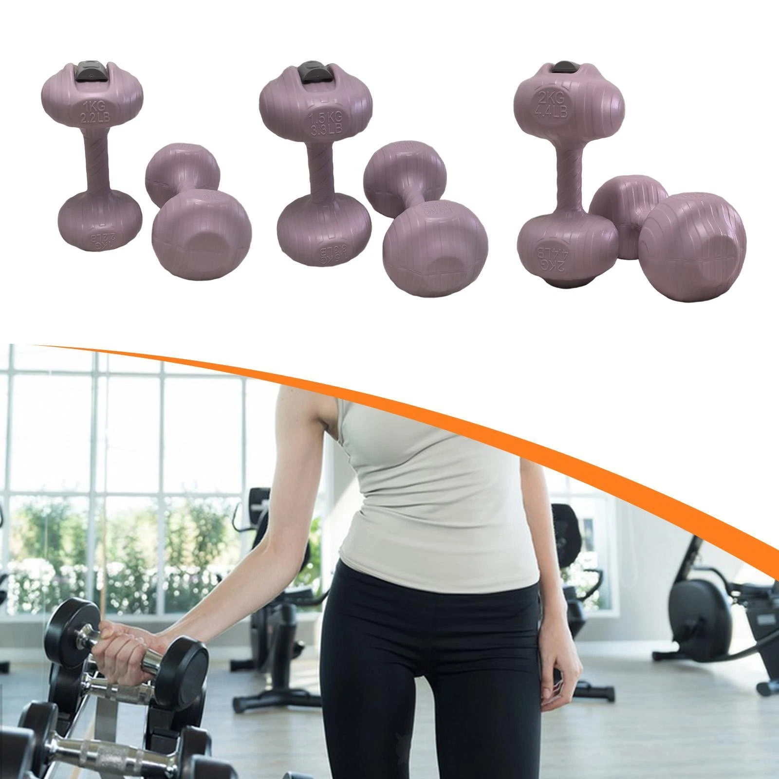 2 Pieces Water Filled Dumbbell Leakproof Comfortable Grip Fitness Equipment