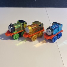 3 Metallic 2014 Thomas Friends Minis Green Percy, Blue Edward, Gold Thomas