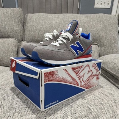 new balance 574 og gray/blue/red/white ml574ogw men's athletic sneaker