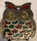 Owl Trivets & Napkin Holder Cast Metal Mosaic Vintage Taiwan (3) — photo 6