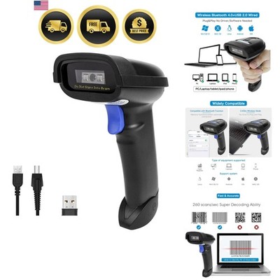 Bluetooth Barcode Scanner, Compatible with 2.4G Wireless & Bluetooth Function...