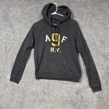 Abercrombie Fitch Hoodie Large Gray A F 9 NY Fleece Y2K Preppy Streetwear