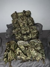 MTP AIR SUPPORT BERGEN BRITISH ARMY ISSUE USED ONCE WITH THREE SIDE POUCHES 120L