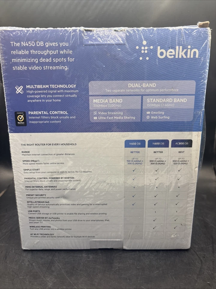 Belkin N450 450 Mbps 4-Port Gigabit Wireless N Router (F9K1003) - Image 3 of 4