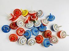 Huge Lot Of MINI SPINNING TOPS plastic vintage Toys