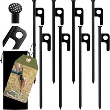 8 Pack Tent Stakes Heavy Duty Forged Steel Camping Stakes for Ground Outdoor