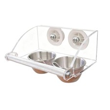 Bird Feeder for Cage Transparent Acrylic Semi Enclosed Spillproof Bird Perch
