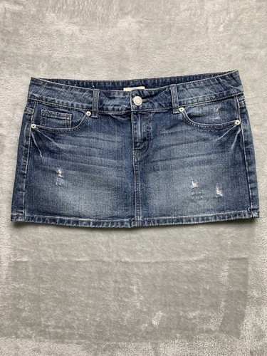 So Wear It Declare It Mini Skirt Juniors Dark Blue Denim Cotton Sz 13 (W602)