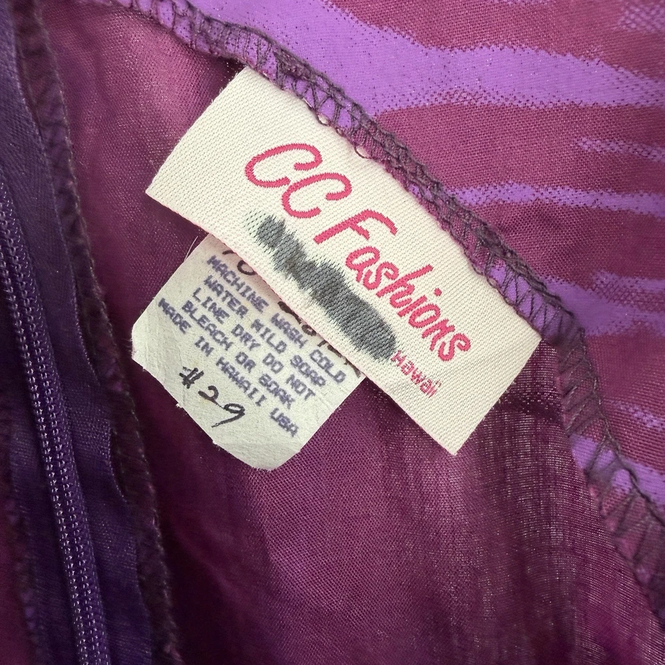 Vestido Hawaiano Vintage CC Fashions Niñas 10 Púrpura Floral Muumuu Sin Mangas EE. UU. Foto 3 de 4