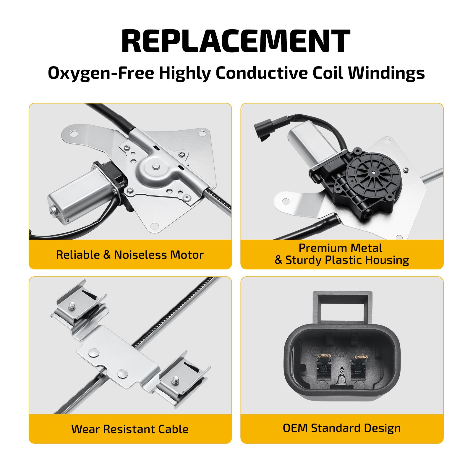 Left Door Power Window Regulator Assembly with 2-Pin Motor for ...