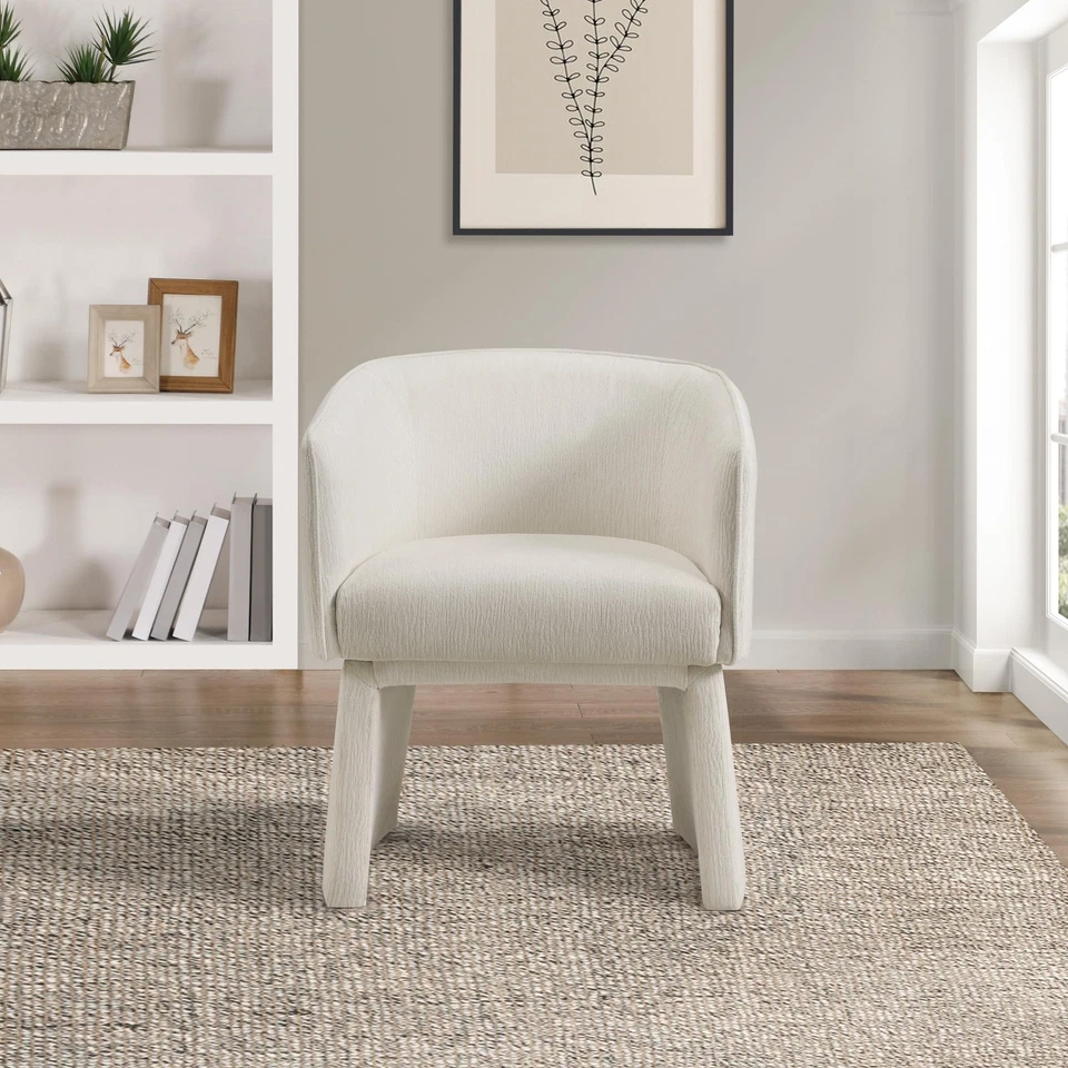 Silla Lucas Moderna Tapizada con Patas Atornilladas, Tela Blancanieves Foto 4 de 4