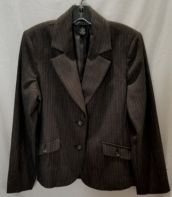 DIALOGUE NWTGS CAREER BUTTON DOWN BLAZER GREY, BLUE, BROWN & GREEN SIZE 8 #2399