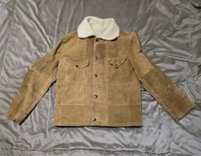 Vintage Leather Wool Lined Snap Jacket 70s 80s Patch See Description
