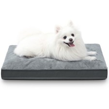 Waterproof Plush Dog Crate Bed with Removable Washable Cover, 29 x 18in Gray