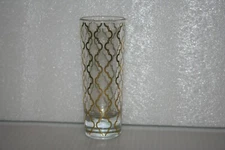 Stylish Tall Shot Glass Clear All Over Gold Gilt Style Pattern Weighted Base