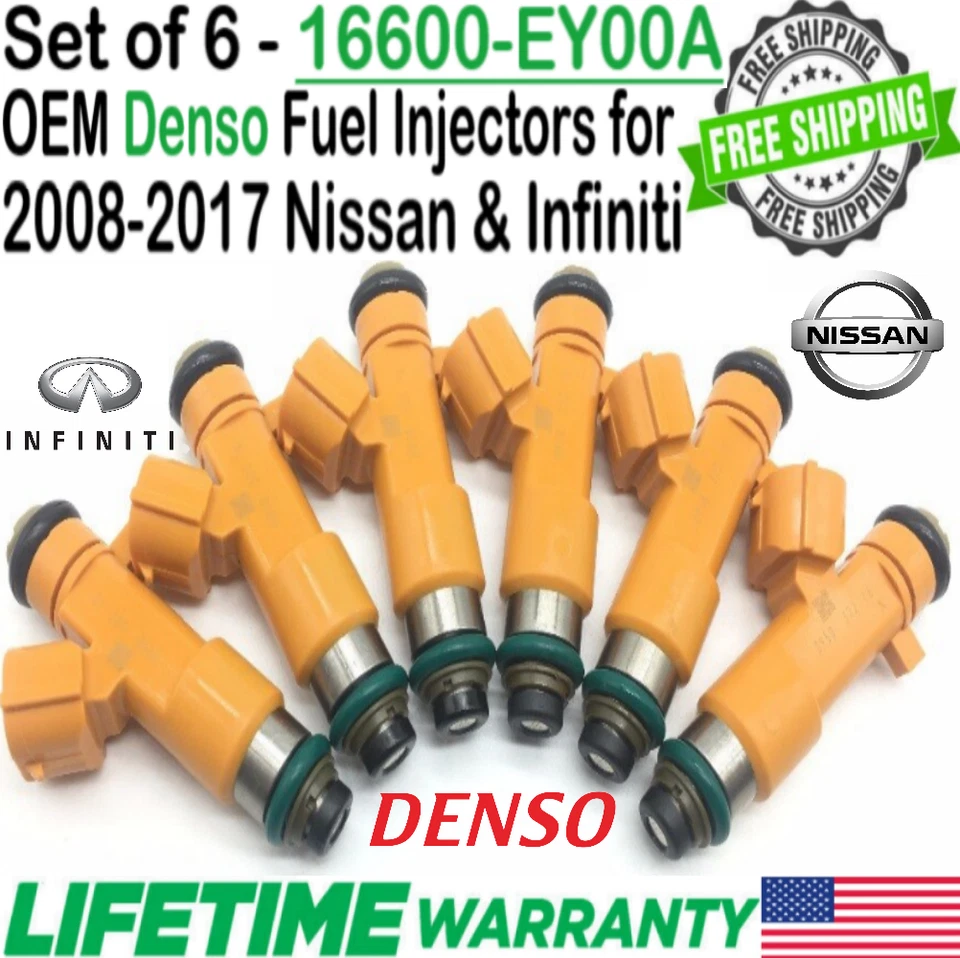 Denso 6Pcs Genuine 12-Hole Upgrade Fuel Injectors for 2013 Infiniti FX37 3.7L V6 - Imagem 2 de 4